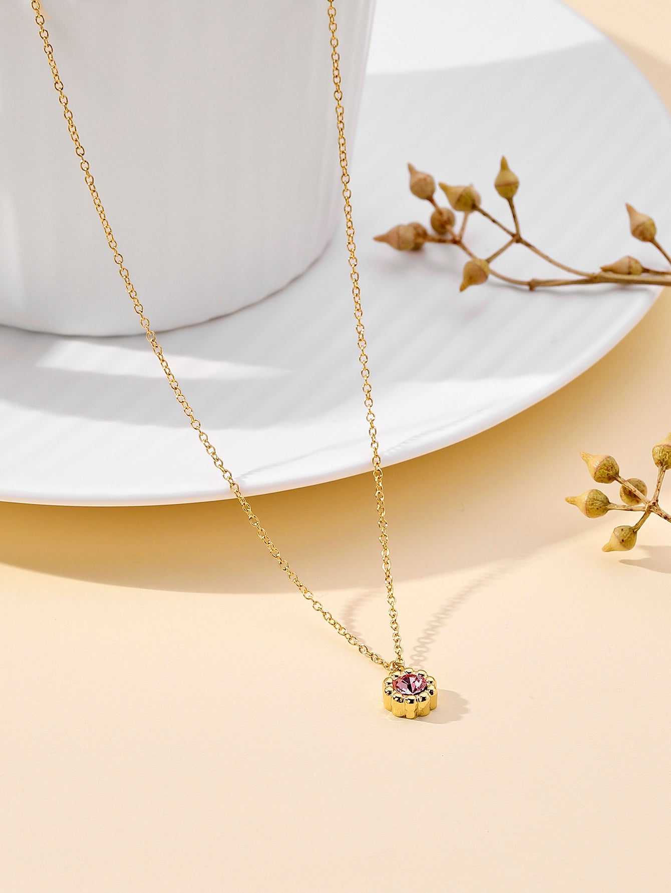 Simple Style Commute Water Droplets Stainless Steel Plating Inlay Zircon 18k Gold Plated Pendant Necklace