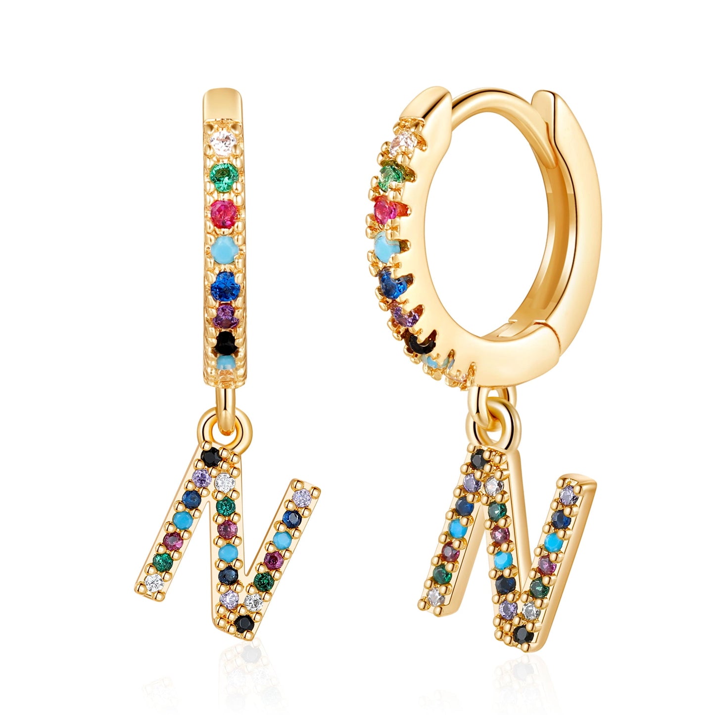 1 Pair Elegant Sweet Letter Plating Inlay Copper Zircon 14k Gold Plated Drop Earrings