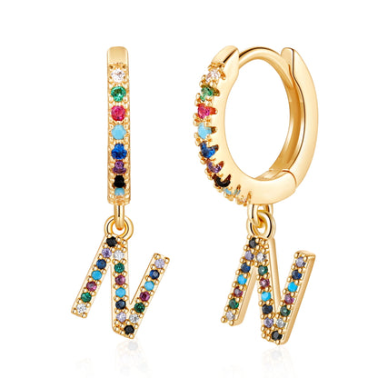 1 Pair Elegant Sweet Letter Plating Inlay Copper Zircon 14k Gold Plated Drop Earrings