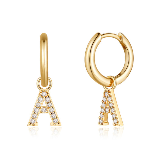 1 Pair Sweet Classic Style Letter Plating Inlay Copper Zircon 14k Gold Plated Drop Earrings