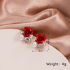 1 Pair Vintage Style Flower Tassel Plating Inlay Alloy Rhinestones Drop Earrings