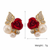 1 Pair Vintage Style Flower Tassel Plating Inlay Alloy Rhinestones Drop Earrings