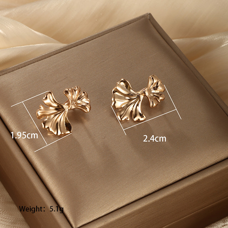 1 Pair Xuping Plant Ginkgo Leaf Plating Alloy Copper Alloy 18k Gold Plated Ear Studs