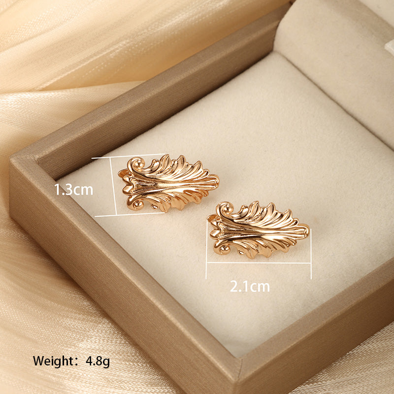 1 Pair Xuping Plant Ginkgo Leaf Plating Alloy Copper Alloy 18k Gold Plated Ear Studs