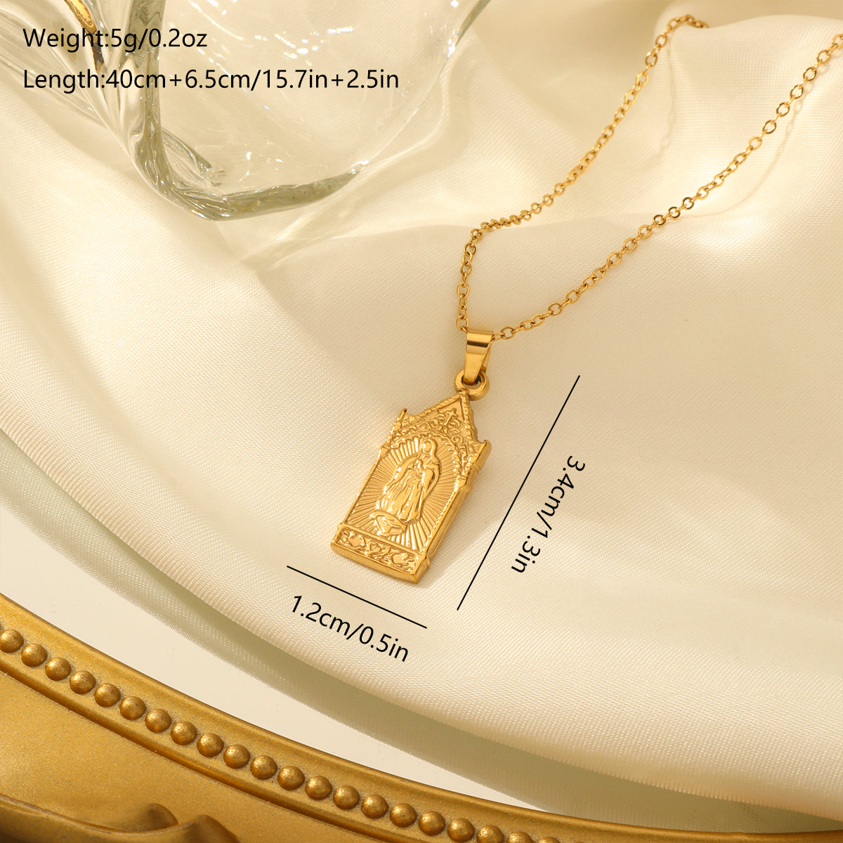 Elegant Classical Solid Color Stainless Steel Plating 18k Gold Plated Pendant Necklace