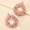 1 Pair Glam Bridal Shiny Circle Inlay Alloy Rhinestones Ear Studs