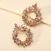 1 Pair Glam Bridal Shiny Circle Inlay Alloy Rhinestones Ear Studs