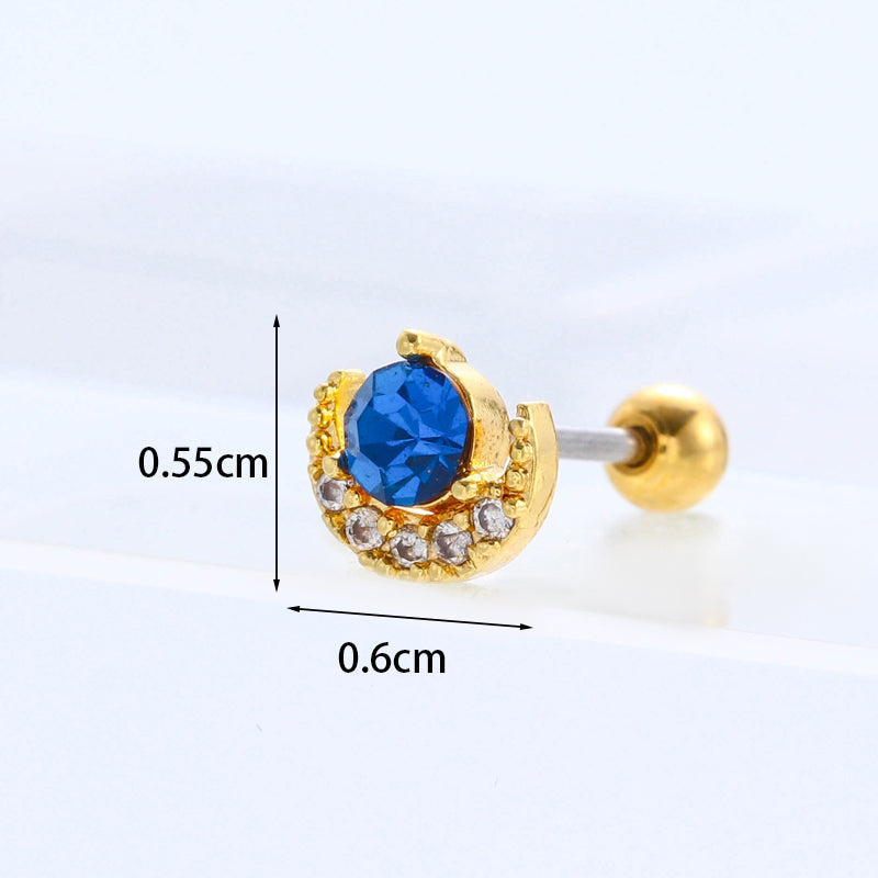 New Color Zircon Stainless Steel Earrings Wholesale