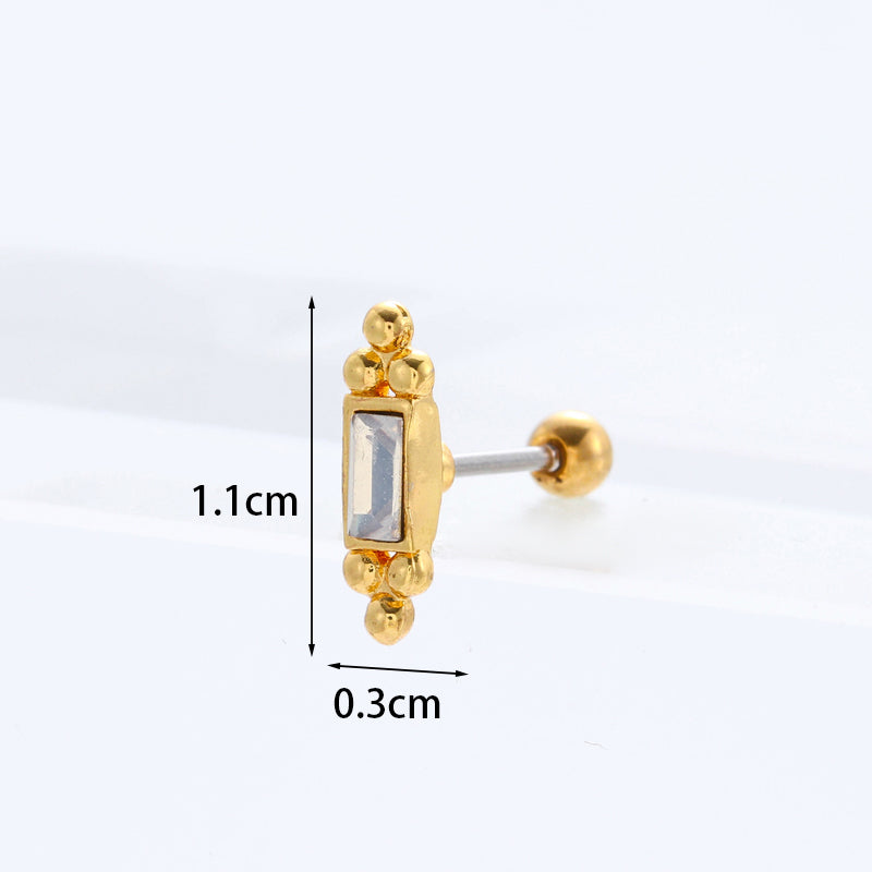 New Color Zircon Stainless Steel Earrings Wholesale