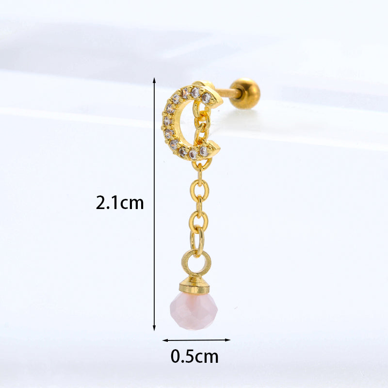 New Color Zircon Stainless Steel Earrings Wholesale