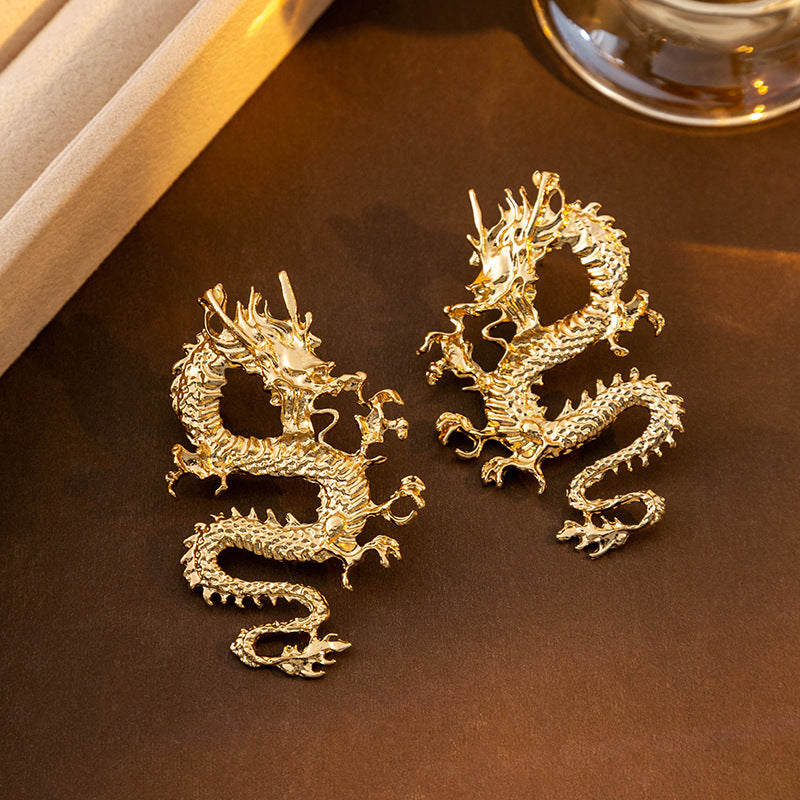 1 Pair Vintage Style Simple Style Dragon Irregular Plating Alloy Gold Plated Ear Studs