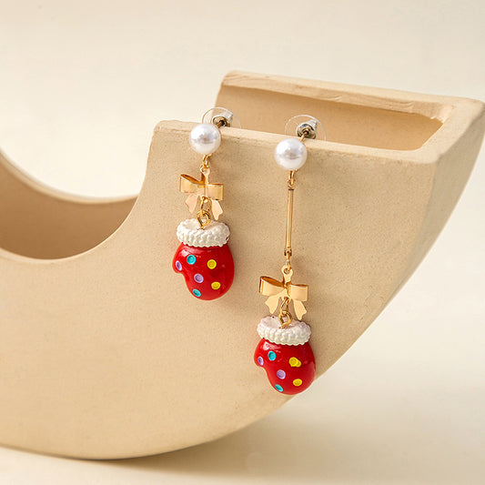 1 Pair Cartoon Style Cute Gloves Alloy Drop Earrings