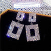 1 Pair Simple Style Geometric Solid Color Plating Inlay Alloy Rhinestones Drop Earrings