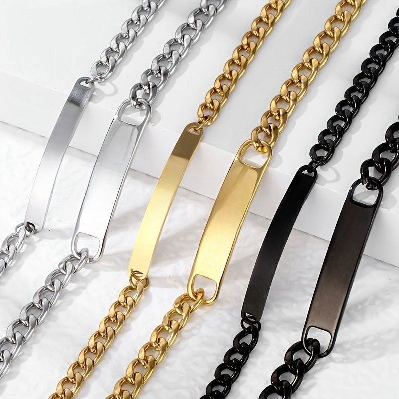 Basic Simple Style Solid Color Rectangle Stainless Steel Plating 18k Gold Plated Unisex Bracelets