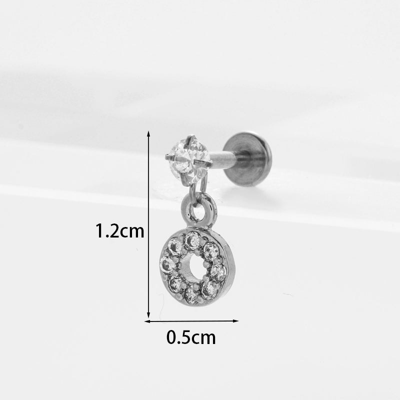 Personality Stainless Steel Zircon Pendant Lip Nail Zircon Inner Teeth Ear Bone Nail