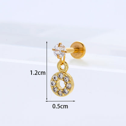 Personality Stainless Steel Zircon Pendant Lip Nail Zircon Inner Teeth Ear Bone Nail