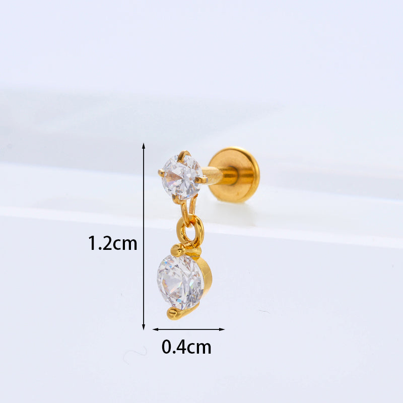 Personality Stainless Steel Zircon Pendant Lip Nail Zircon Inner Teeth Ear Bone Nail