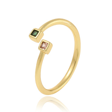 Simple Style Commute Color Block Copper Zircon Rings In Bulk