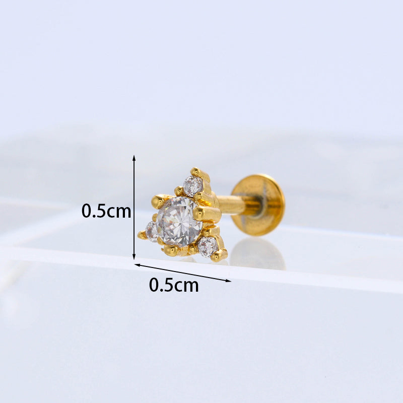 Exaggerated Flower Inlaid Zircon Metal Earrings