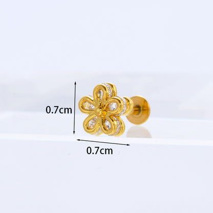 Exaggerated Flower Inlaid Zircon Metal Earrings