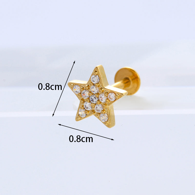 Exaggerated Flower Inlaid Zircon Metal Earrings