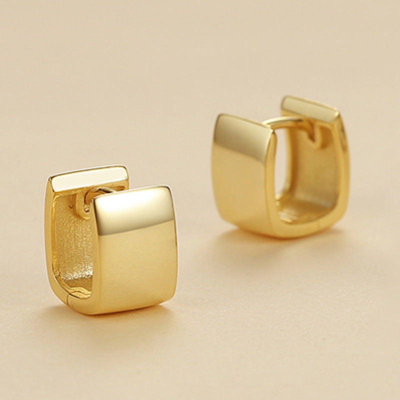 1 Pair Simple Style Solid Color Plating Sterling Silver Gold Plated Earrings