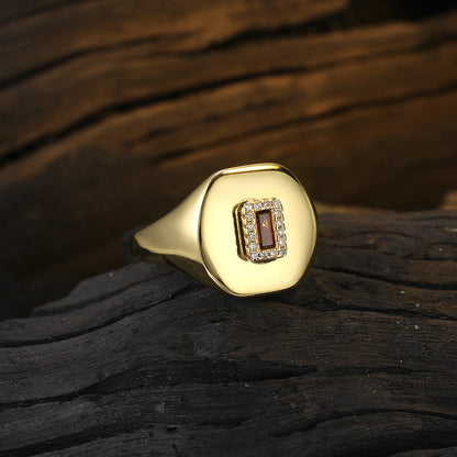 Glam Rectangle Sterling Silver Plating Inlay Zircon 24k Gold Plated Rhodium Plated Open Rings