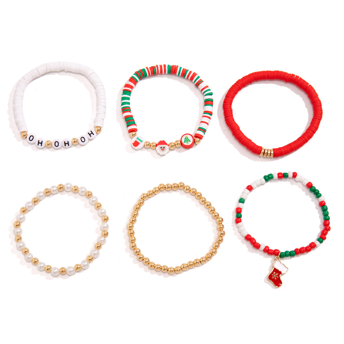 Exaggerated Classic Style Christmas Tree Santa Claus Letter Imitation Pearl Alloy Plastic Wholesale Bracelets