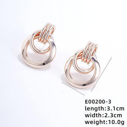 1 Pair Vintage Style Simple Style Geometric Circle Plating Hollow Out Iron Rose Gold Plated White Gold Plated Gold Plated Ear Studs