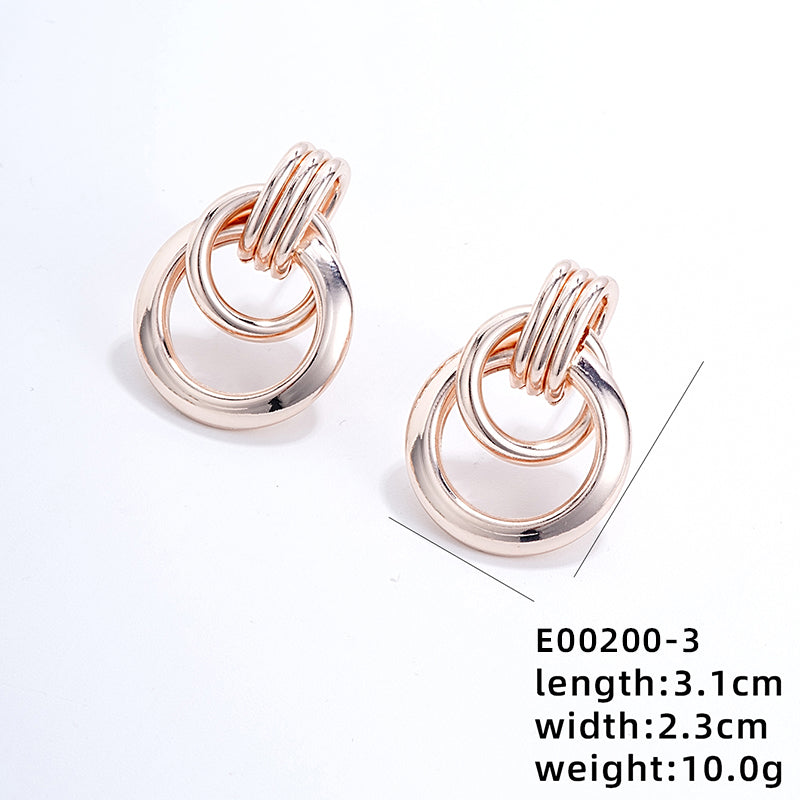 1 Pair Ig Style Exaggerated Double Ring Circle Plating Copper Rose Gold Plated White Gold Plated Gold Plated Ear Studs