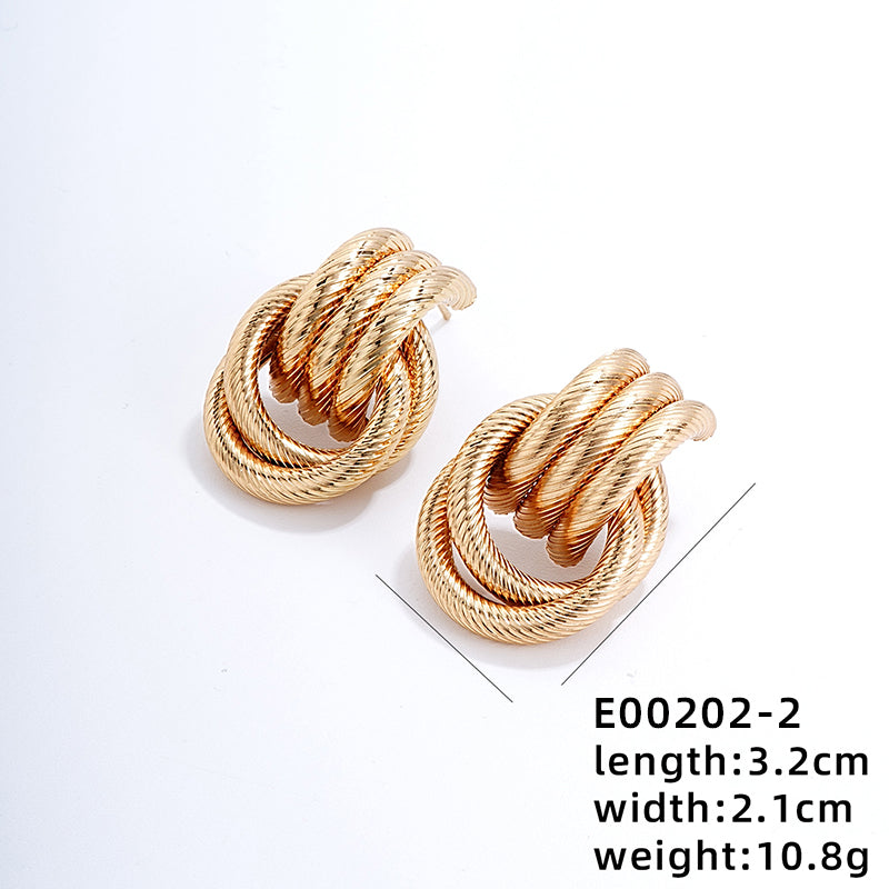 1 Pair Ig Style Exaggerated Double Ring Circle Plating Copper Rose Gold Plated White Gold Plated Gold Plated Ear Studs