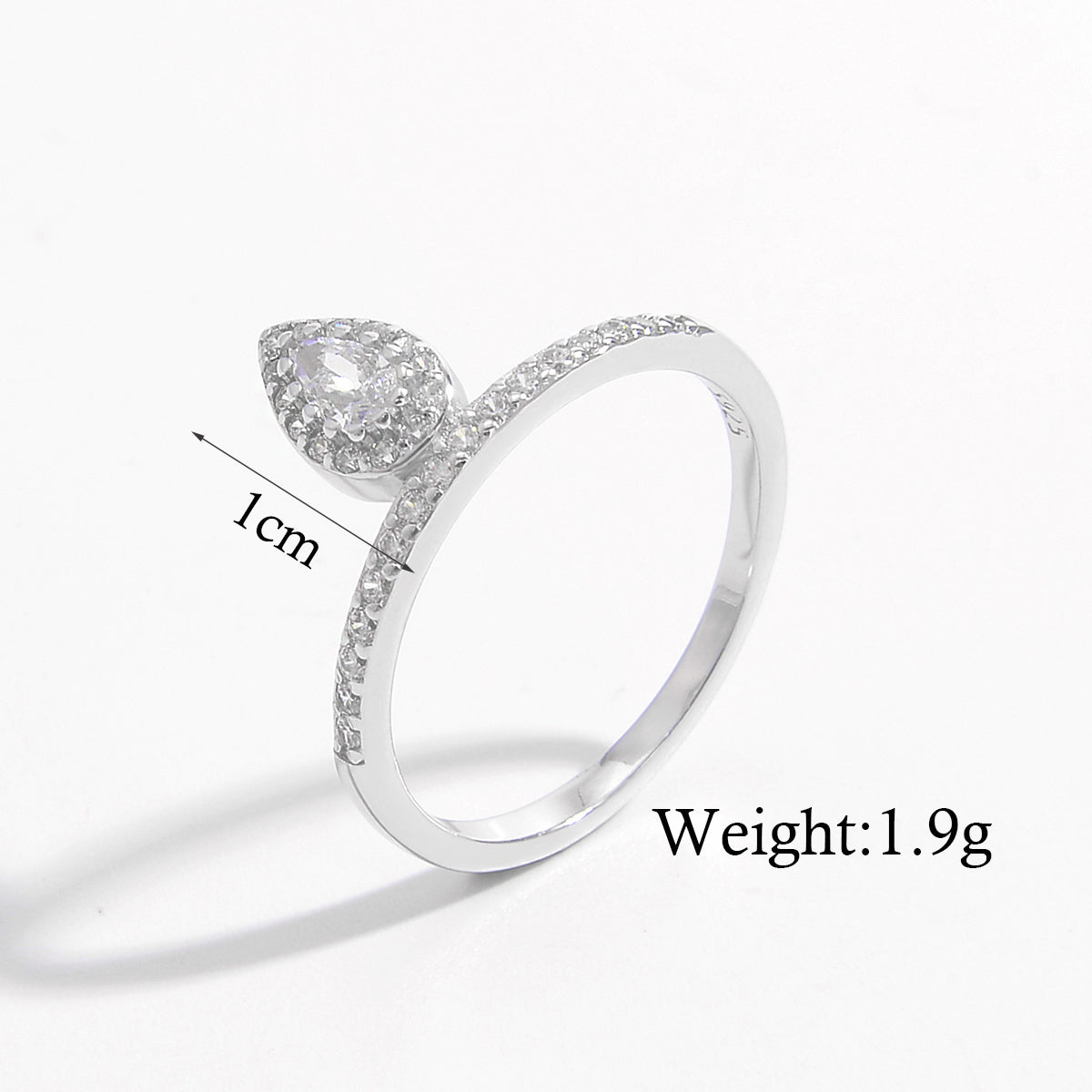 Ig Style Elegant Preppy Style Water Droplets Sterling Silver Plating Hollow Out Inlay Zircon White Gold Plated Rings