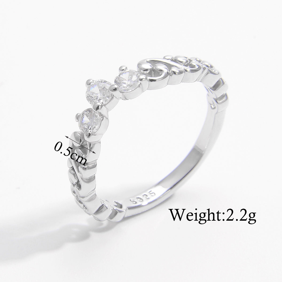 Ig Style Elegant Preppy Style Water Droplets Sterling Silver Plating Hollow Out Inlay Zircon White Gold Plated Rings