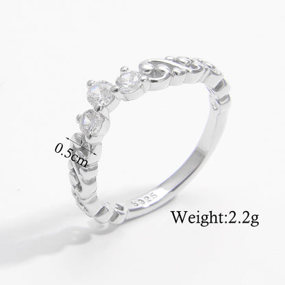 Ig Style Elegant Preppy Style Water Droplets Sterling Silver Plating Hollow Out Inlay Zircon White Gold Plated Rings