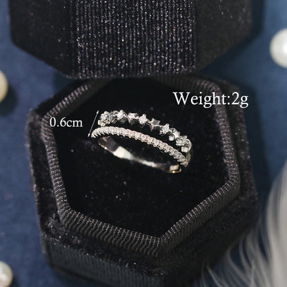 Ig Style Elegant Preppy Style Water Droplets Sterling Silver Plating Hollow Out Inlay Zircon White Gold Plated Rings