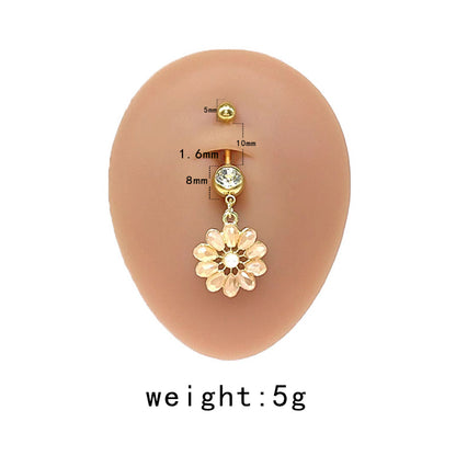 Simple Style Commute Clouds Heart Shape Shell Stainless Steel Alloy Copper Plating Inlay Rhinestones Zircon White Gold Plated Gold Plated Belly Ring