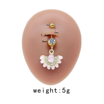 Simple Style Commute Clouds Heart Shape Shell Stainless Steel Alloy Copper Plating Inlay Rhinestones Zircon White Gold Plated Gold Plated Belly Ring