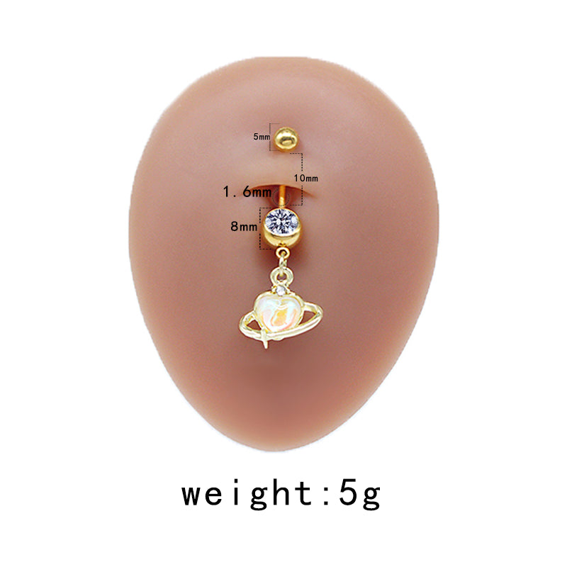 Simple Style Commute Clouds Heart Shape Shell Stainless Steel Alloy Copper Plating Inlay Rhinestones Zircon White Gold Plated Gold Plated Belly Ring