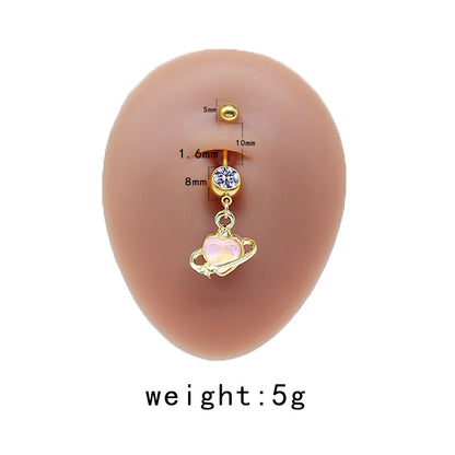 Simple Style Commute Clouds Heart Shape Shell Stainless Steel Alloy Copper Plating Inlay Rhinestones Zircon White Gold Plated Gold Plated Belly Ring