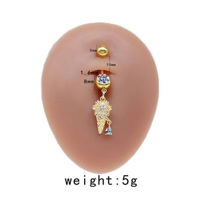 Casual Cute Commute Sunflower Starry Sky Snowflake Stainless Steel Copper Plating Inlay Rhinestones Zircon White Gold Plated Gold Plated Belly Ring