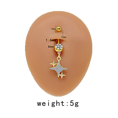 Casual Cute Commute Sunflower Starry Sky Snowflake Stainless Steel Copper Plating Inlay Rhinestones Zircon White Gold Plated Gold Plated Belly Ring