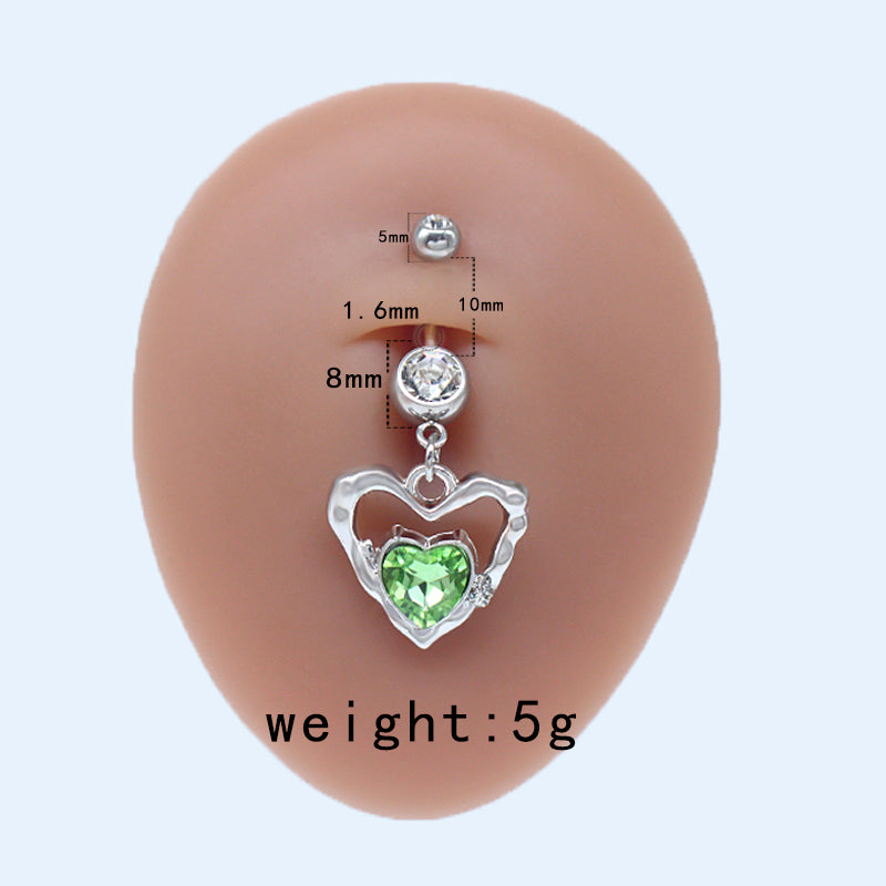 Sweet Artistic Cross Round Heart Shape Stainless Steel Copper Plating Inlay Rhinestones White Gold Plated Gold Plated Belly Ring