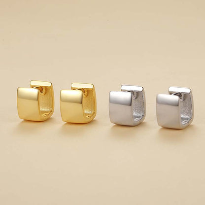 1 Pair Simple Style Solid Color Plating Sterling Silver Gold Plated Earrings