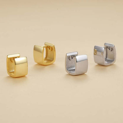 1 Pair Simple Style Solid Color Plating Sterling Silver Gold Plated Earrings