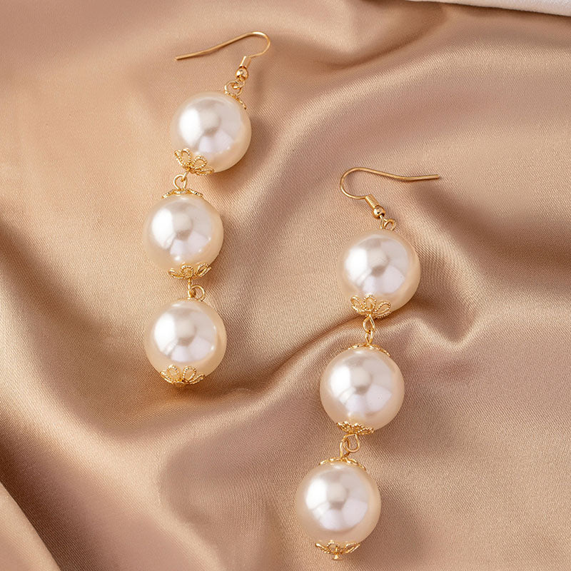 1 Pair Retro Solid Color Imitation Pearl Drop Earrings