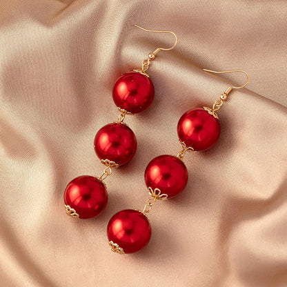 1 Pair Retro Solid Color Imitation Pearl Drop Earrings