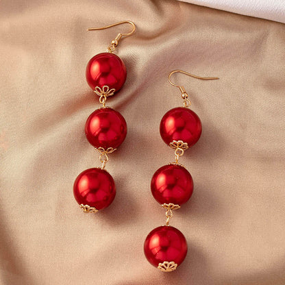 1 Pair Retro Solid Color Imitation Pearl Drop Earrings