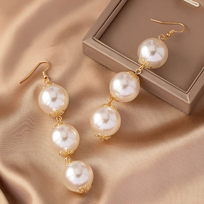 1 Pair Retro Solid Color Imitation Pearl Drop Earrings