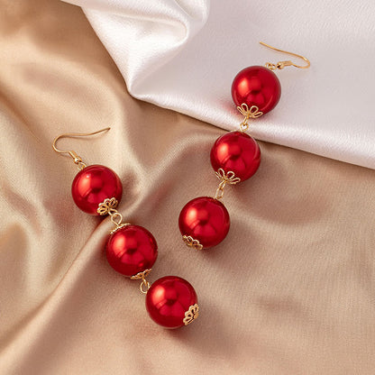 1 Pair Retro Solid Color Imitation Pearl Drop Earrings