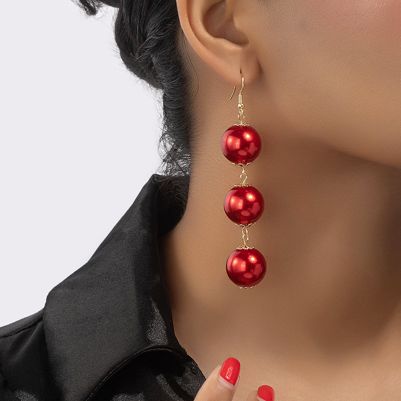 1 Pair Retro Solid Color Imitation Pearl Drop Earrings